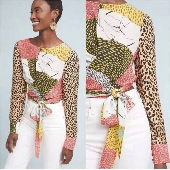 Anthropologie Tops - Blink London Anthropologie unique wrap long sleeve blouse size xl